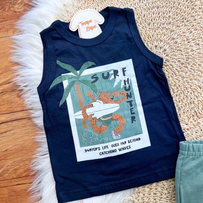 Conj. Regata Surf Hunter e Bermuda - Marinho e Verde 